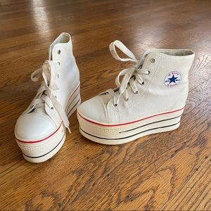 Converse Style Extra High White Platform Sneakers